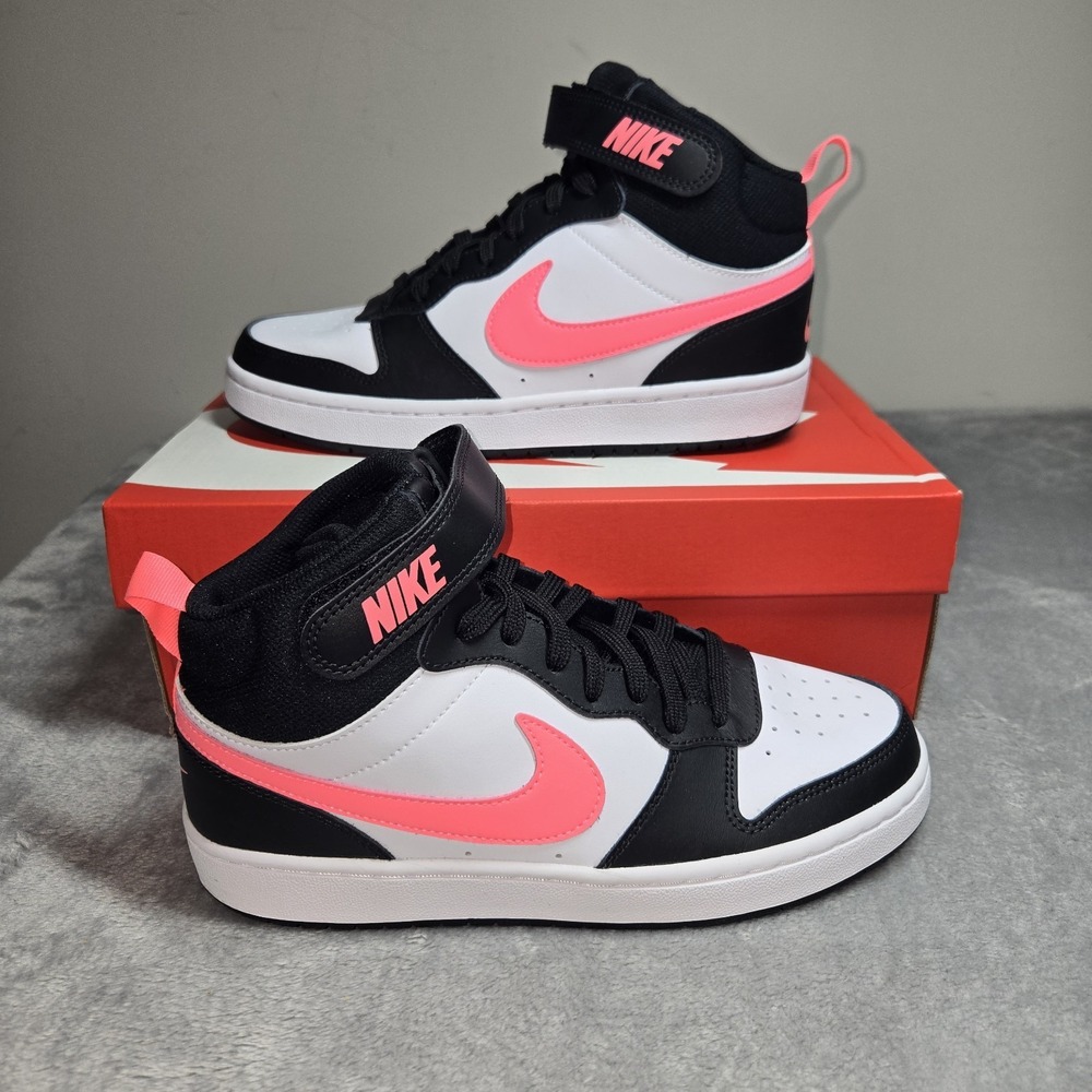 Nike Court Borough Mid 2 GS Black Sunset Pulse White Size 7Y CD7782-005 New